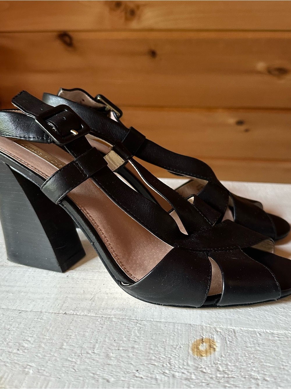 Louise et Cie Black Strappy Block Heel Sandals